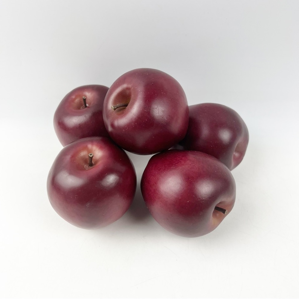 FIVE High Quality Decorative Faux Artificial Red Apples Photo Home